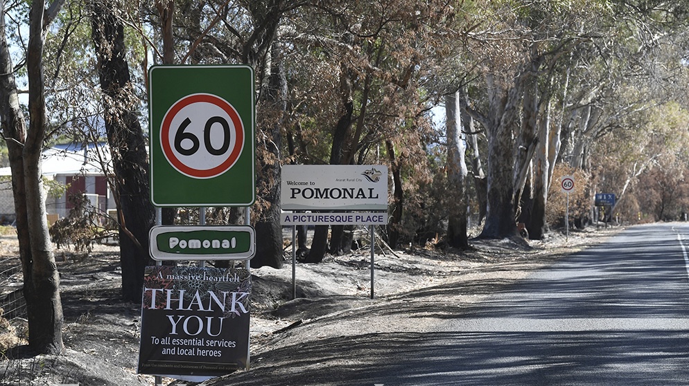 Bushfire sign thank you Pomonal